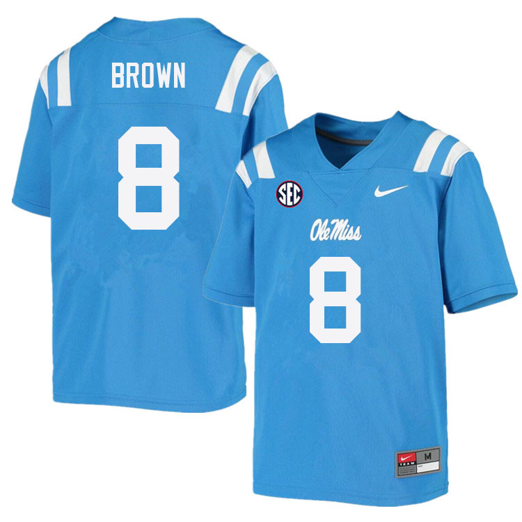 Men #8 Troy Brown Ole Miss Rebels College Football Jerseys Sale-Power Blue